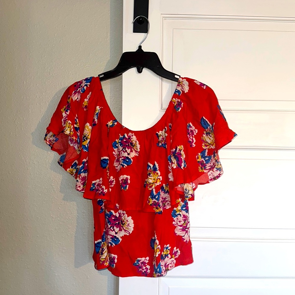 Off shoulder red blouse